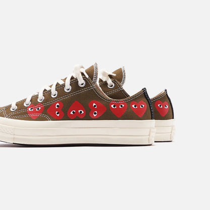 Converse x CDG Comme Des Garcons Multi Heart Olive Trainers