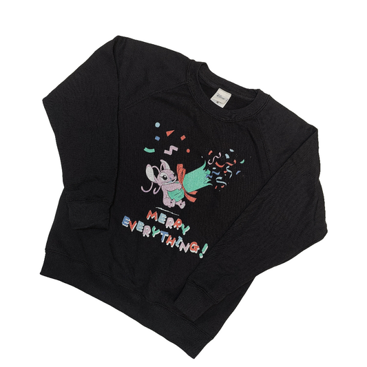 Kids Official Disney Lilo And Stitch Merry Everything Black Vintage Sweater