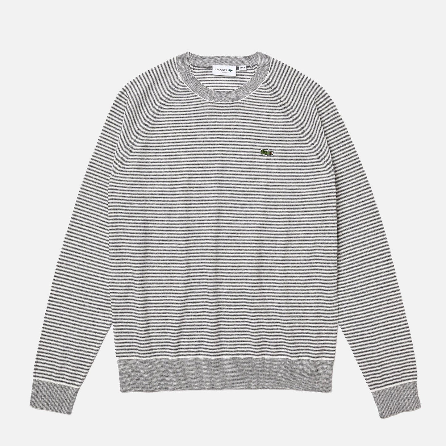 Men's Lacoste Classic Fit Striped Cotton Crew Neck Sweater