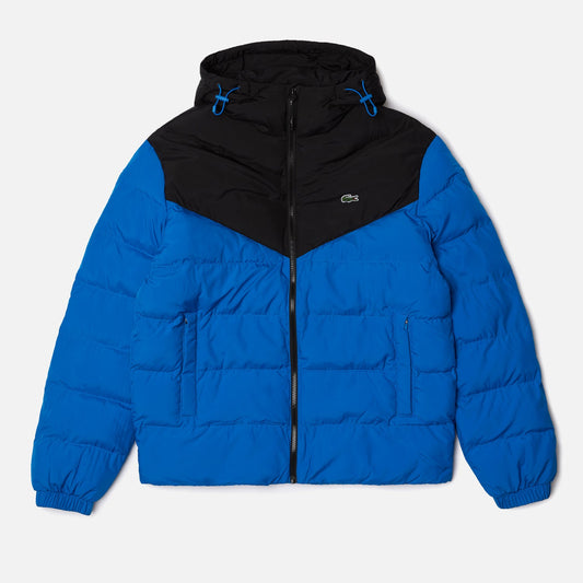 Men's Lacoste Hooded Puffer Jacket - Black Blue