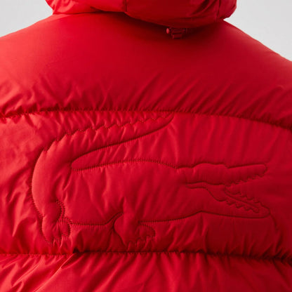 Men's Lacoste Hooded Puffer Jacket - Red