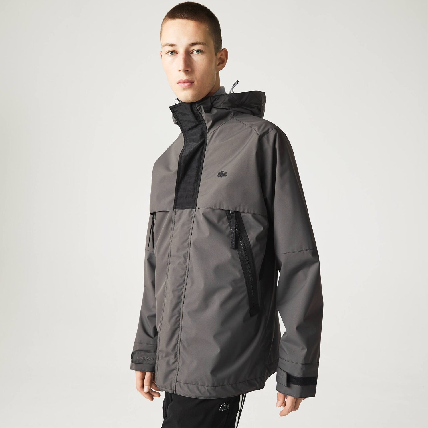 Men's Lacoste Water Resistant Hooded Parka Jacket Olive