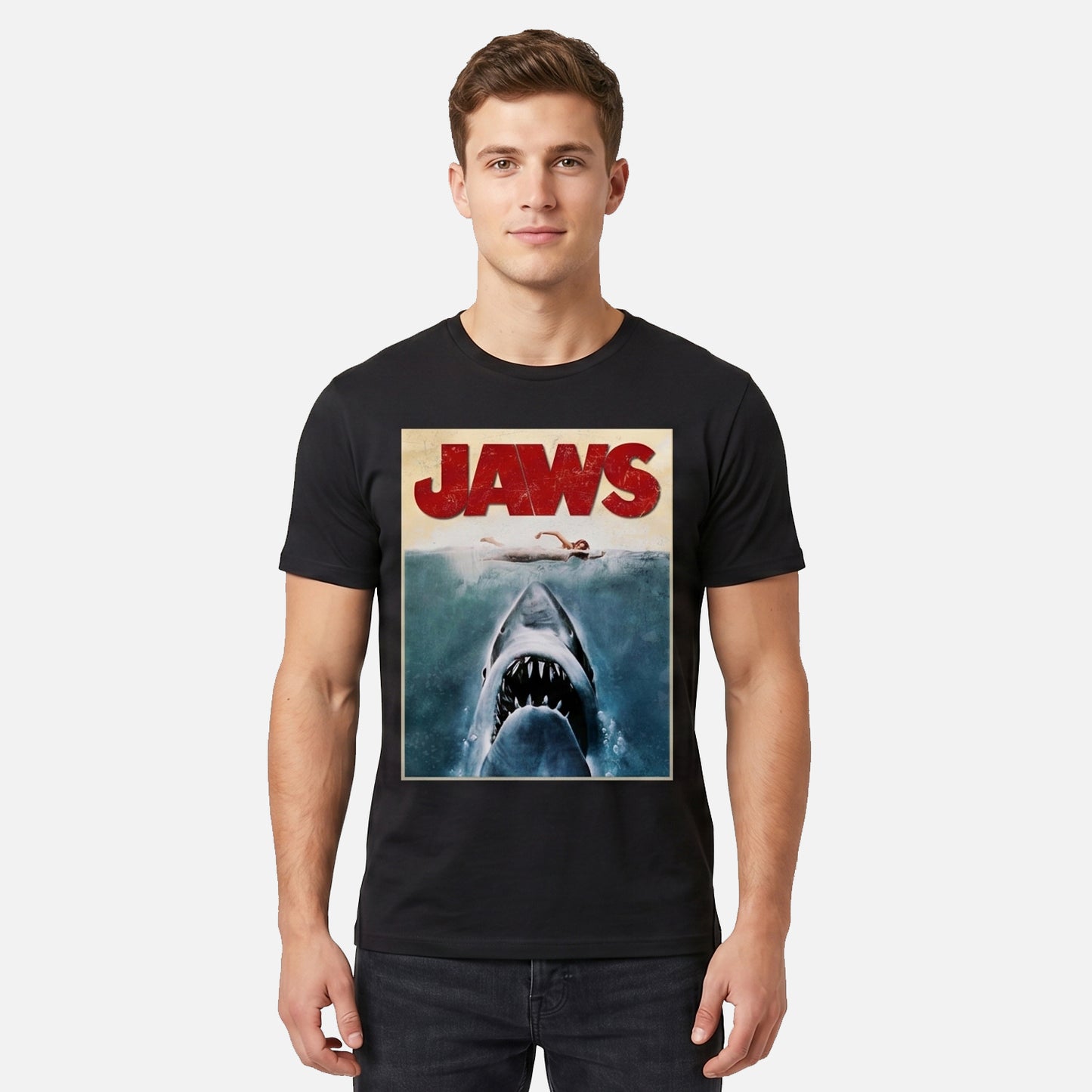 Men's Official Jaws Movie Poster T-shirt Black