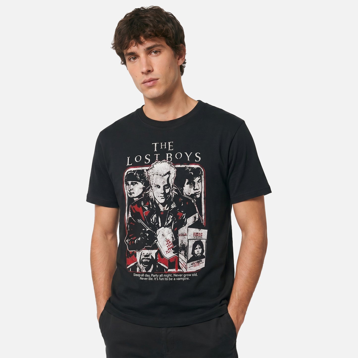 Men's Official The Lost Boys Vintage Look T-shirt Black