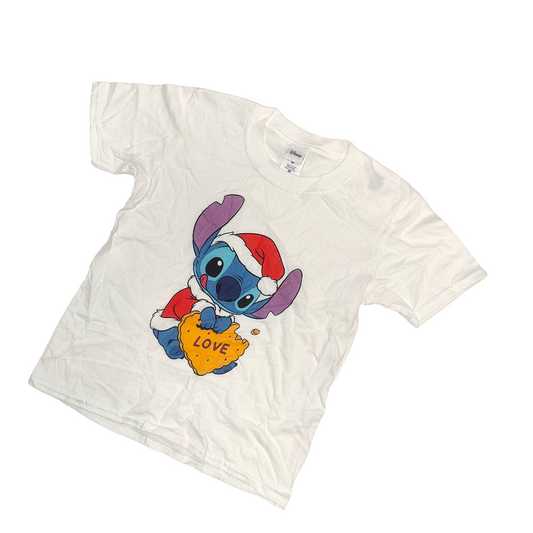 Official Disney Lilo And Stitch Christmas Cookie Vintage White T-Shirt
