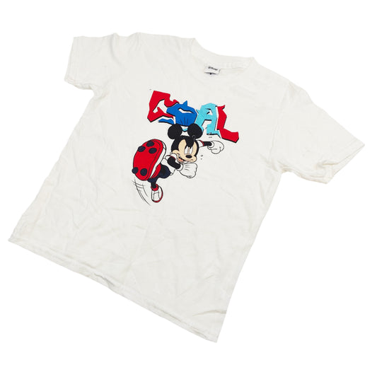 Official Disney Mickey Football Vintage Kids White T-Shirt