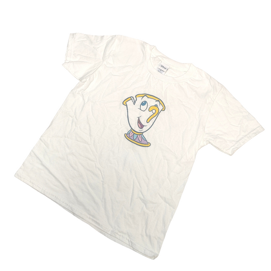 Official Kids Disney Beauty And The Beast Vintage White T-Shirt