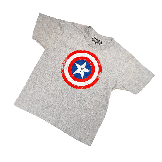 Official Marvel Captain America Kids Vintage Grey T-Shirt