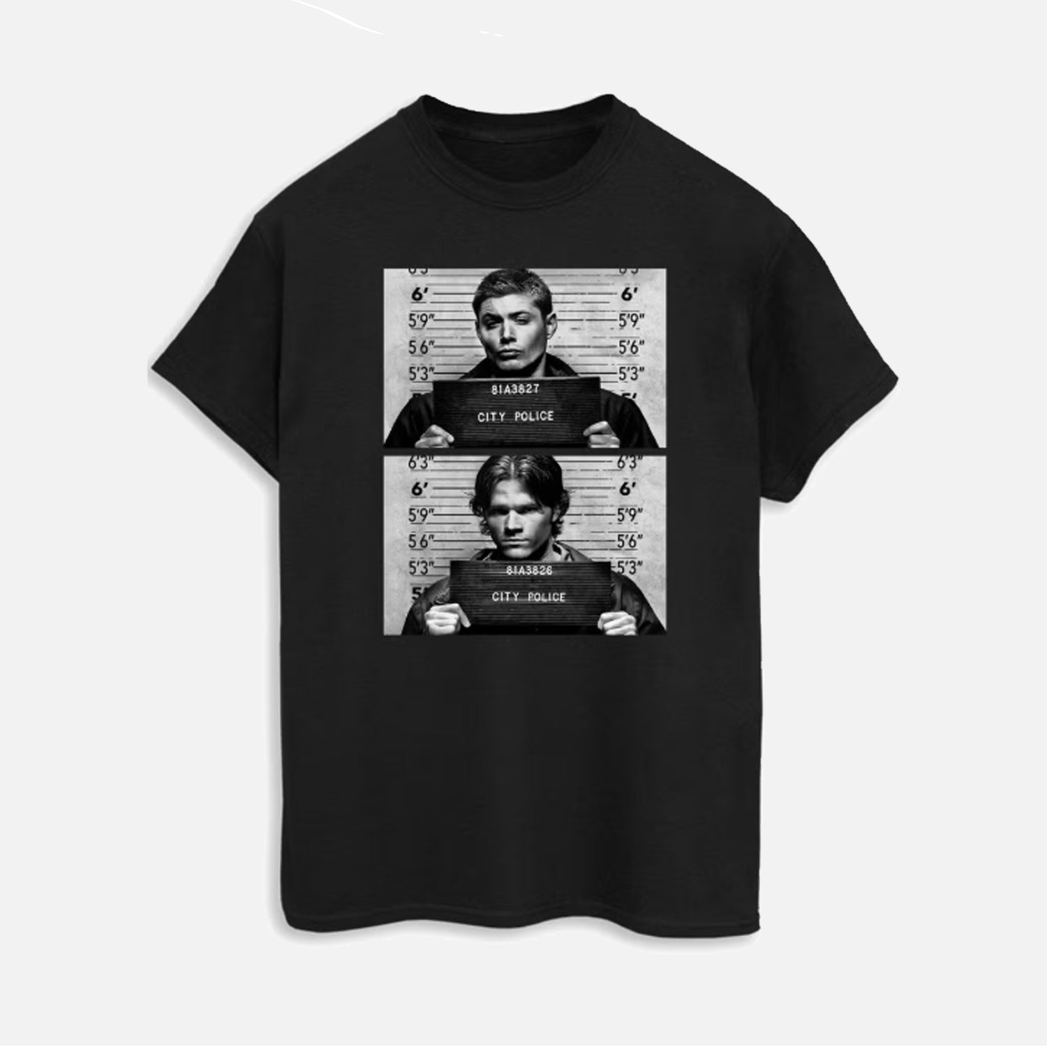 Official Supernatural Winchester Mugshot Black T-shirt