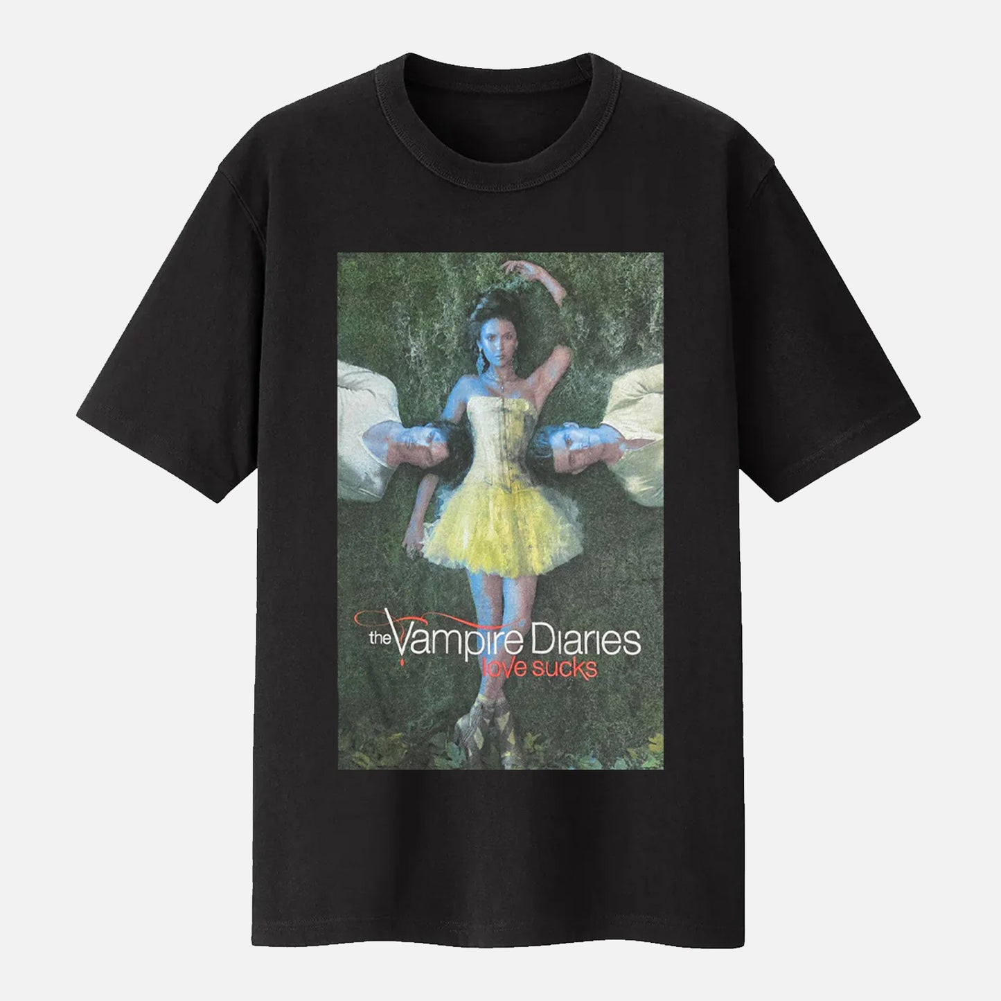 Official Vampire Diaries Salvatore Elena Black T-shirt