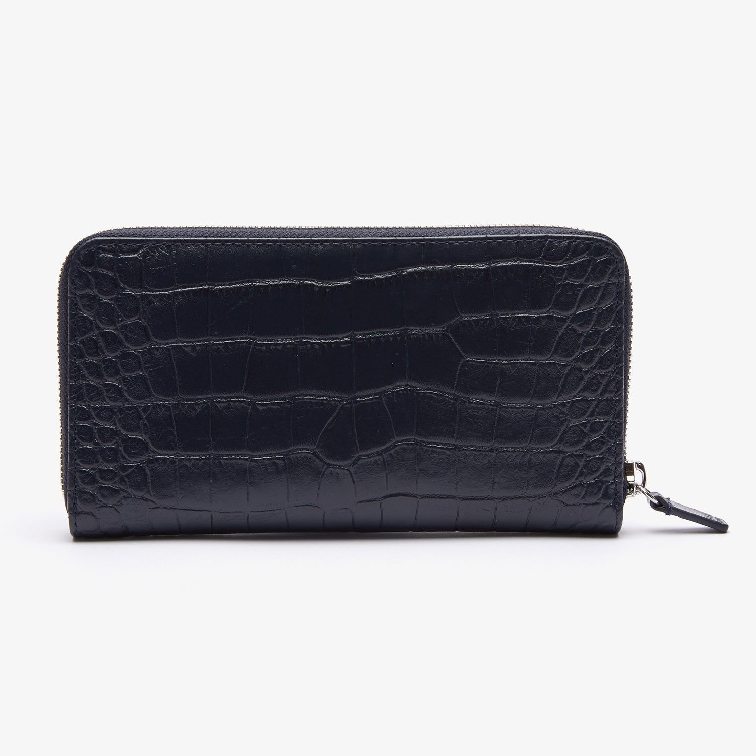 Women's Lacoste Amelia Large Zippered Embossed Leather Purse - Black