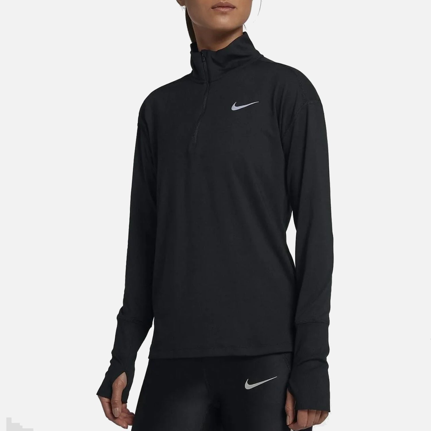 Women's Nike Element Dri-Fit 1/4 Zip Long Sleeve Running Top - Black